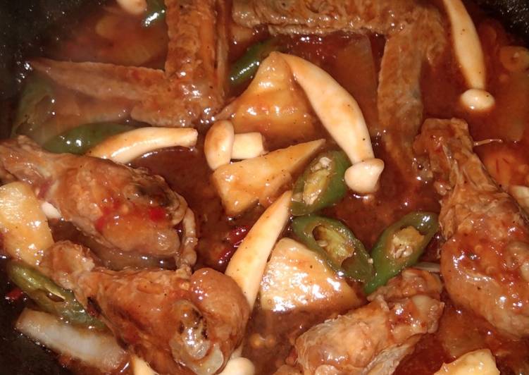 Resep Ayam jamur saus merah Lezat