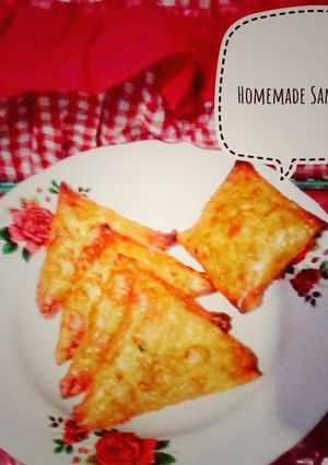 A picture of Homemade Noodle-Meat Samosa.