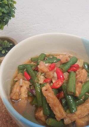 Foto resep Tumis sayur kacang panjang dengan tempe