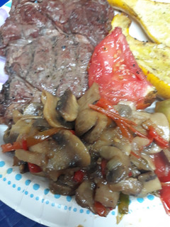 A picture of Mushrooms, Onions, and Peppers.