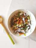 Vegetales con champiñones al wok
