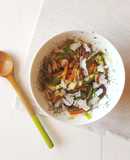 Vegetales con champiñones al wok