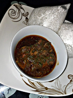 A picture of Rice swallow with fresh karkashi leafs soup.