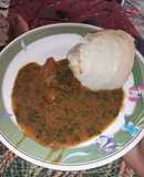 Pounded yam and ogbono soup