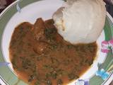 Pounded yam and ogbono soup