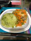 Arroz verde y muslos de pollo primavera