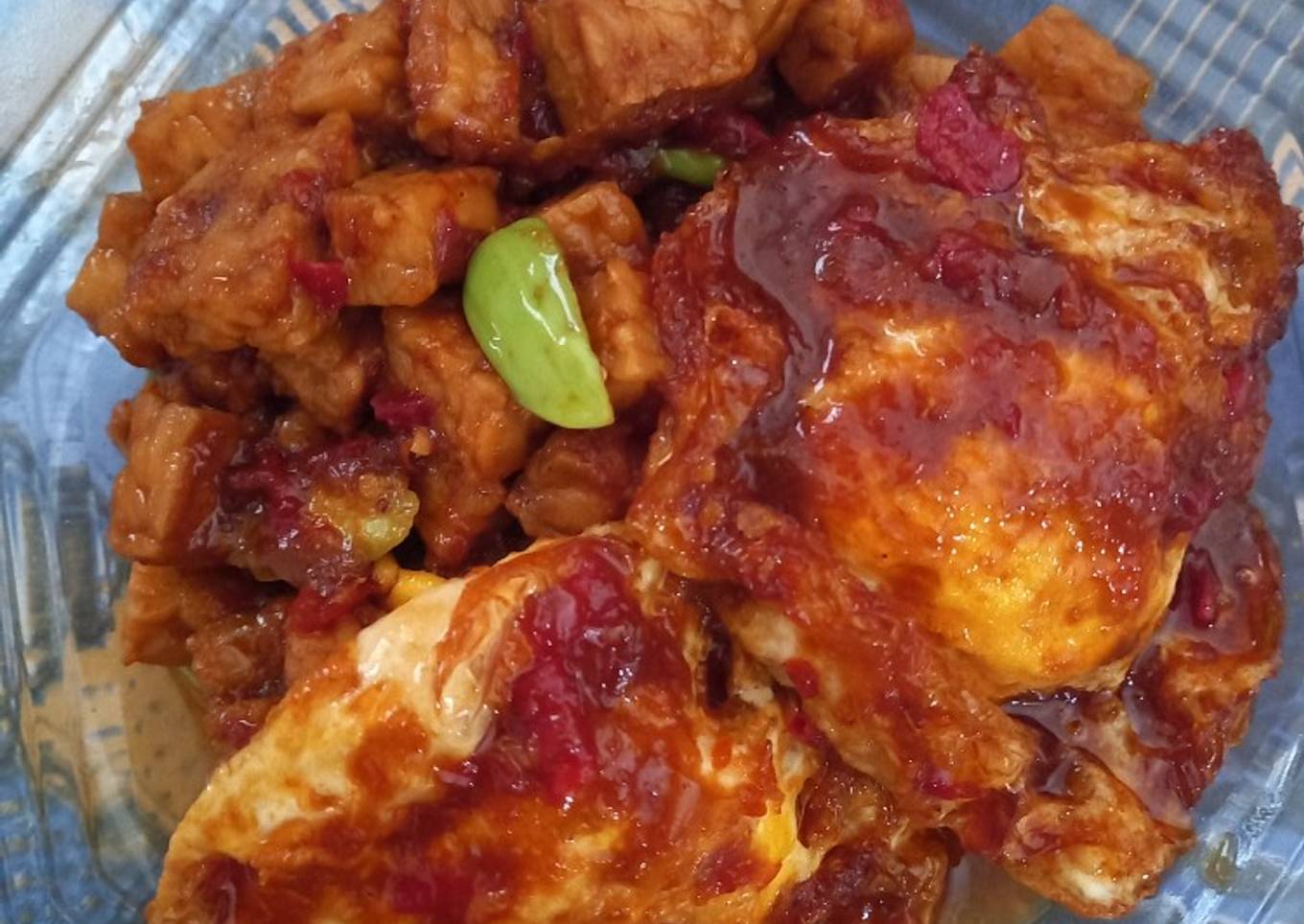 Oseng tempe telur ceplok