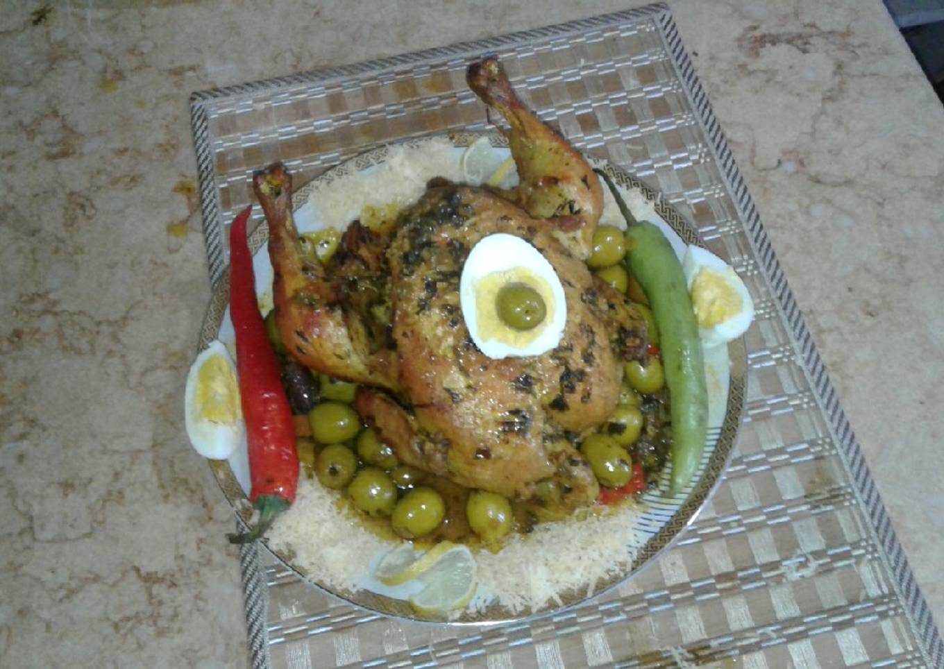 Poulet rôti Ala moutarde au olive