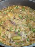 Guiso arroz integral, soja verde con verduras