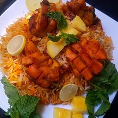 A picture of Bonless #chicken #Tikka #biryani #wid #mango #chunks.