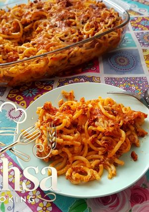 عکسی از دستور گراتن ماکارونی با سس گوشت