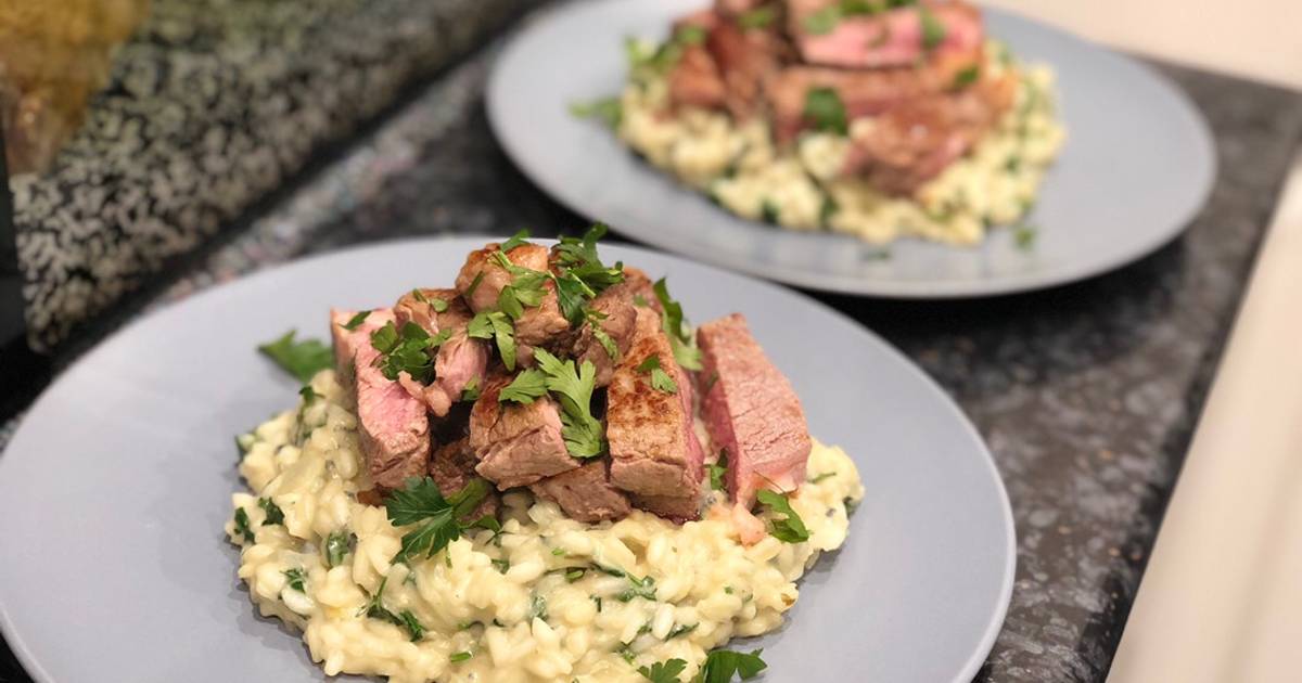 Steak with blue cheese risotto 🥩🧀 Recipe by Martyn MacRae Cookpad