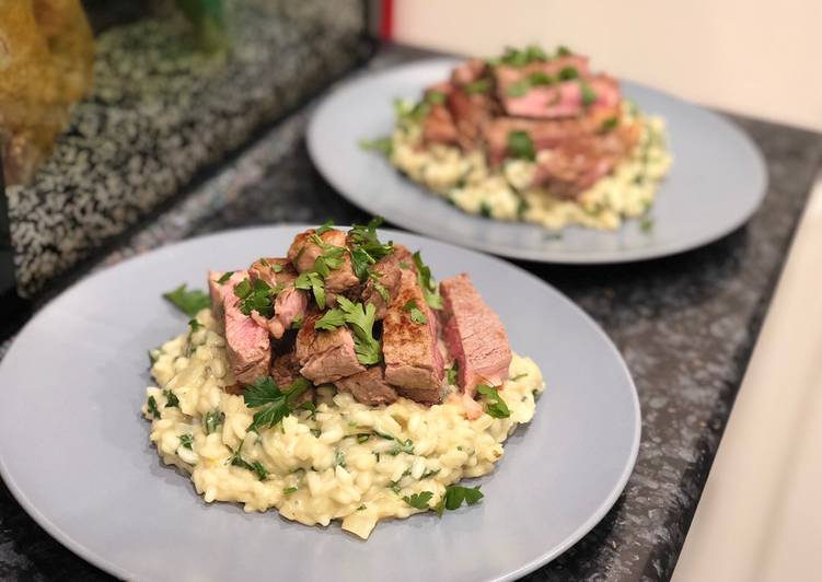 Steak with blue cheese risotto 🥩🧀