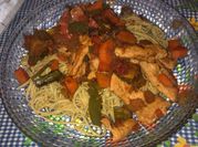 Una foto de spaghetti lomo