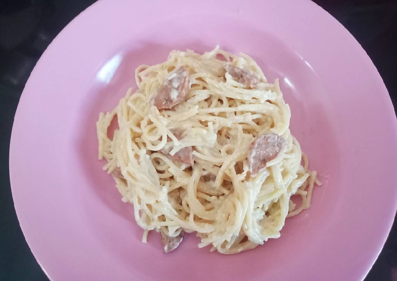 Resep Spaghetti Sosis Carbonara, Enak Banget