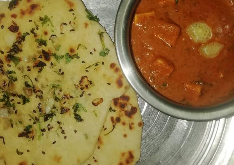 Garlic butter naan and paneer butter masala