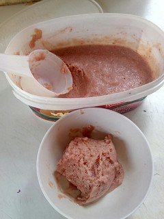 A picture of Banana Strawberry icecream.