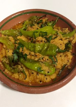 A picture of Green chilies masala.