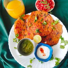 Beetroot suji oats chilla A picture of Beetroot suji oats chilla.