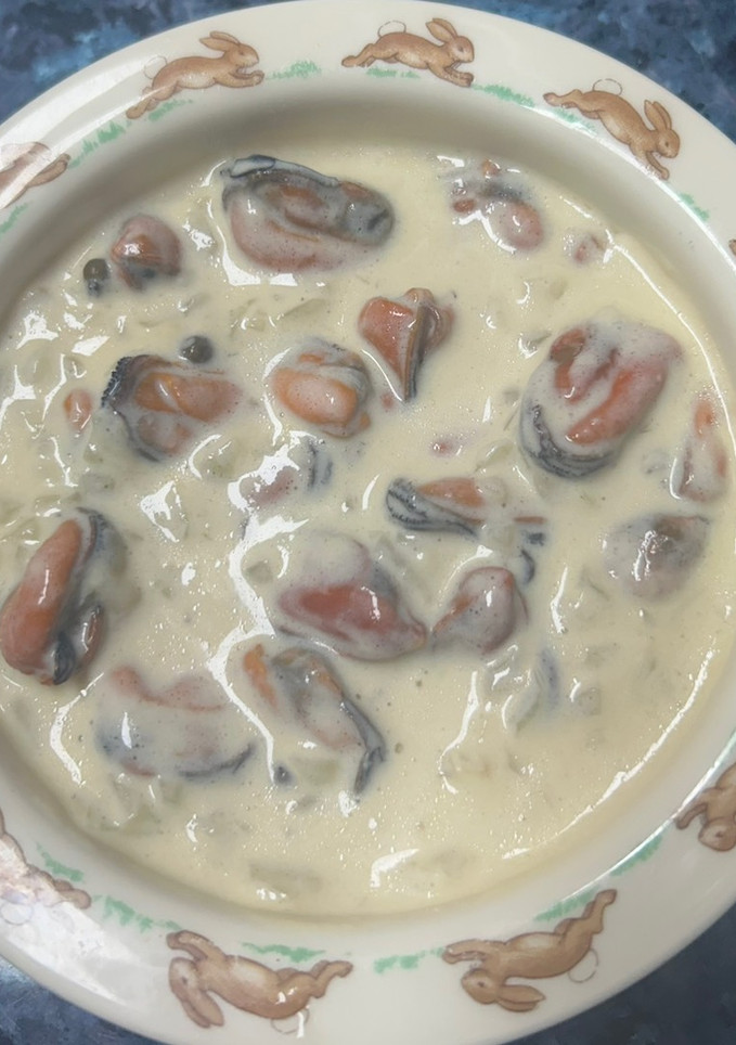 Una foto de Mejillones a la pimienta verde