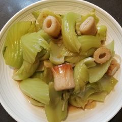 A picture of Rolled Fisball Sauteed with Green Mustard.
