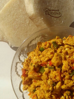 A picture of Boiled yam and egg sauce.