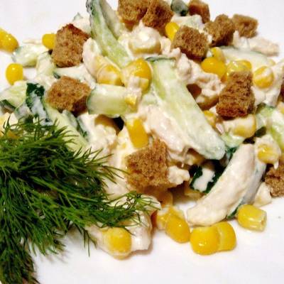 Салат с огурцами и кукурузой - пошаговый рецепт с фото