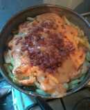 Papas con cheddar y panceta