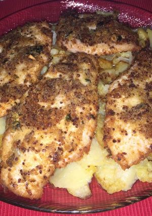 Foto principal de Pechugas de pollo crujientes con mostaza a la antigua