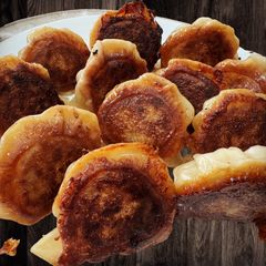 A picture of Pan Fried Pork Potstickers.