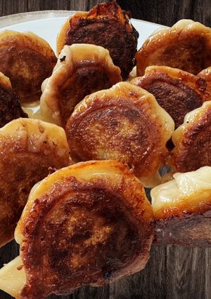 A picture of Pan Fried Pork Potstickers.