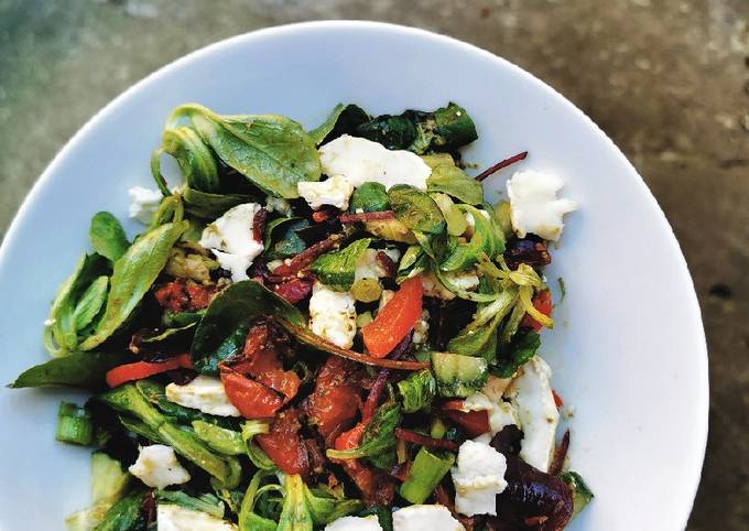 Simple Way to Make Speedy Goats Cheese Roasted Tomato Pepper Salad