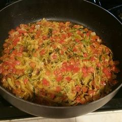 Zucchini Noodles in a Buffalo Zoodle Sauce A picture of Zucchini Noodles in a Buffalo Zoodle Sauce.
