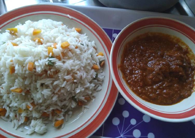 Step-by-Step Guide to Prepare Award-winning White Rice and Vegetable, with stew