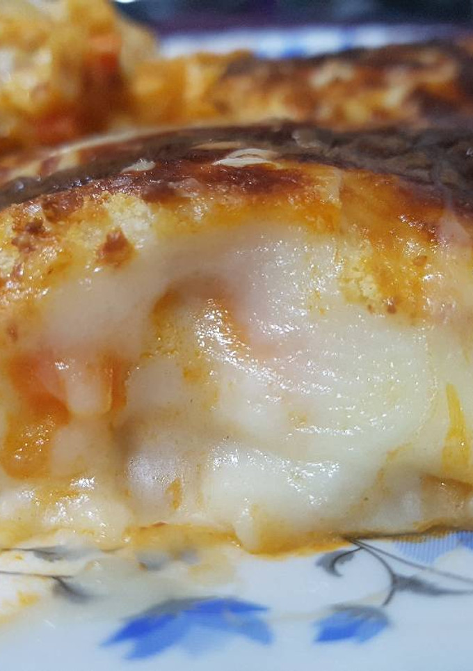 Una foto de Canelones de rape y gambas!!😋🦐🐟🍴