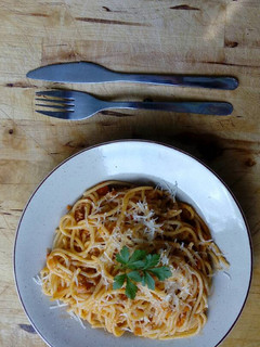Una foto de Espaguettis con salsa de carne