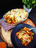 Baked Cheesy Pasta with Tomato, Basil and Veggies
