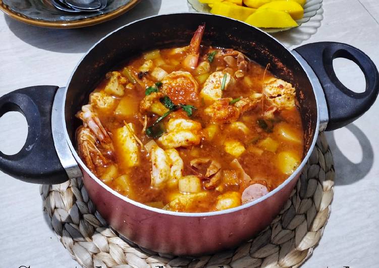 Langkah Mudah Buat Sup tahu udang korean style, Enak