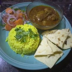 A picture of #teamcontest#sugarandspice#chickencurryjeeraricenaan.
