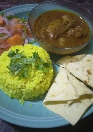 A picture of #teamcontest#sugarandspice#chickencurryjeeraricenaan.