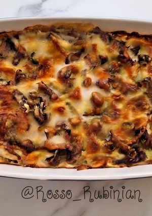 Foto di Lasagna bianca con funghi champignon
