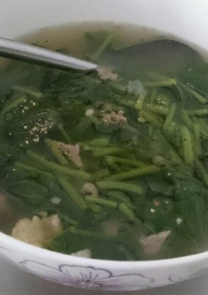 Hình của món Canh rau lang mỡ bò (Chú Ế).