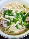 Banh Canh with Mushrooms and Shrimp-Pork Meatballs