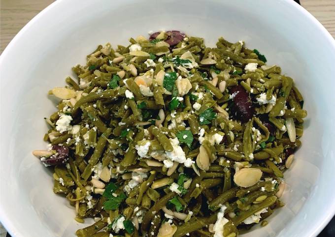 Étapes pour Fabriquer Parfait Salade Haricots Verts Fêta Coriandre Amandes