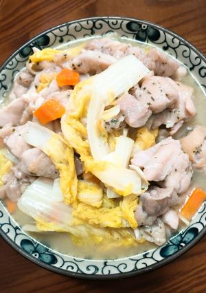 香草雞燴娃娃菜 的食譜成品照片
