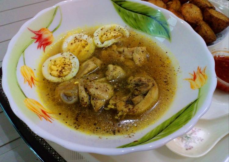 Peshawri chicken soup with baked potato