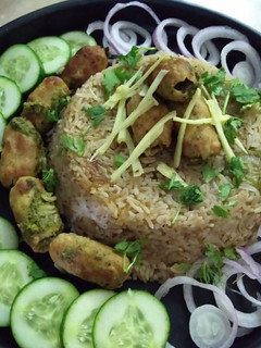 A picture of Seekh kabab Biryani.