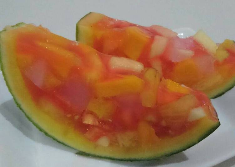 Cara Gampang Menyiapkan Puding semangka isi segala buah 😂 Anti Gagal