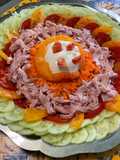Salade complète au jambon blanc fumé, crudités et burrata