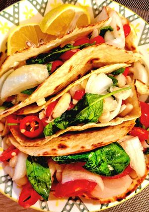 A picture of Cheesy Vegetable Tacos (Vegetarian).
